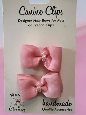 Max’s Closet Canine Clips Pink Dog Hair Bows - Pack of 2